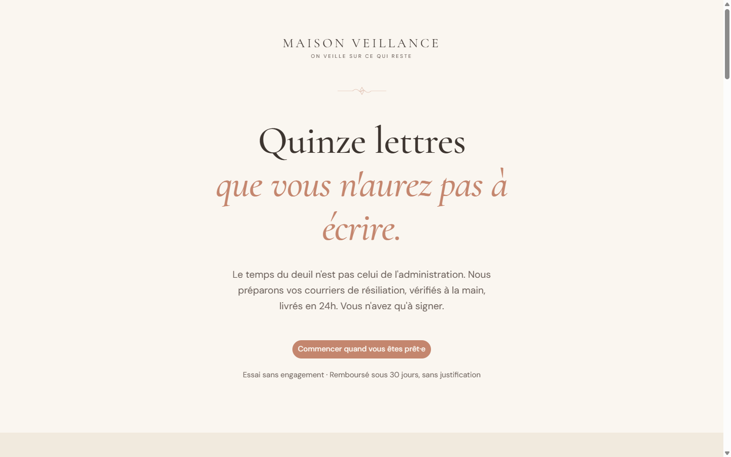 Capture de la page d'accueil de Maison Veillance